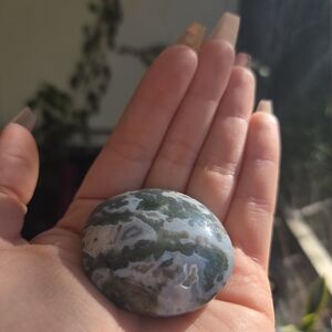 Blue Moss Agate Druzy Palmstone